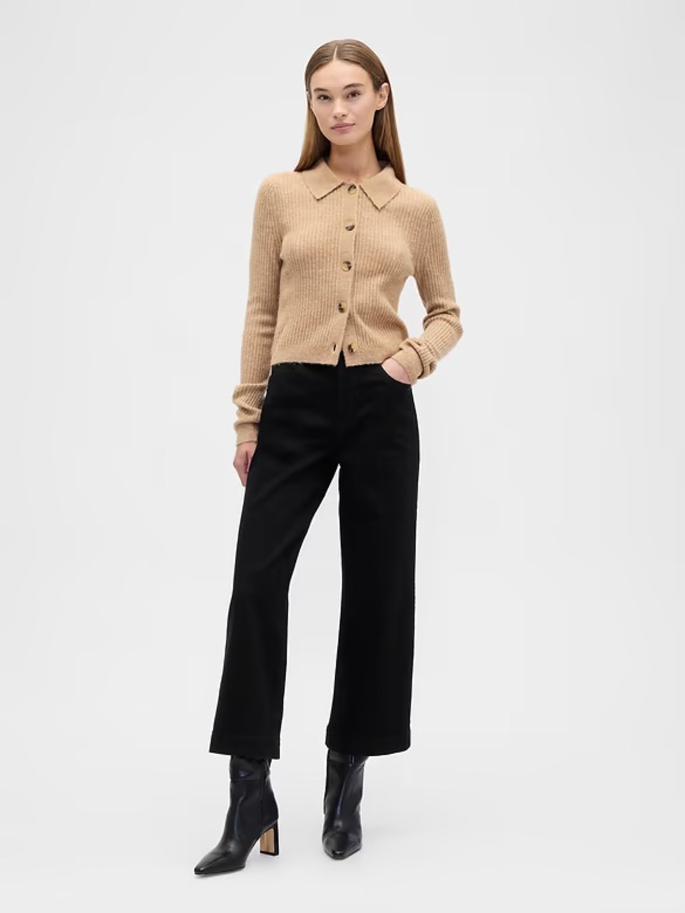 Gap High Waisted Wide Leg Cropped Jeans